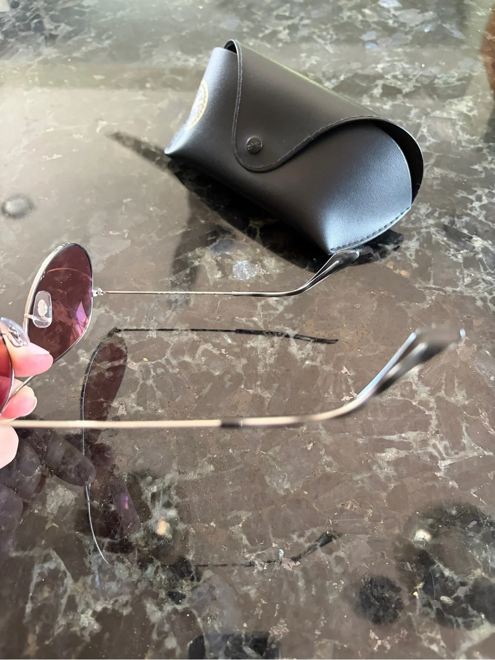 Ray-Ban Aviator Sunglasses Silver Frame with pink Lenses